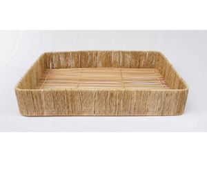 Bandeja redonda Natural de yute de caña con asa para servir, bandeja para servir de yute de calidad, elegante para uso en el hogar, Hotel, cocina - Product Image 1