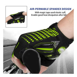Professional Half Fingers Cycling Glove,Made From <b>Polyester</b> Stretchy <b>Fabric</b>,Towel <b>Fabric</b>,Synthetic Leather,Reflective Strips - Product Image 2