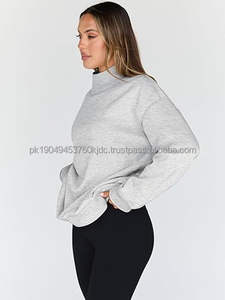 Womens' <b>Hoodies</b> Half Zip Long Sleeve Fleece Crop Pullover Sweatshirts <b>with</b> Pockets <b>Thumb</b> <b>Hole</b> - Product Image 3