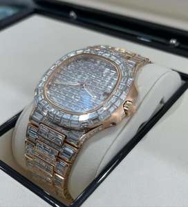 Reloj Mecánico de Lujo con Esfera Blanca y Diamantes de Moissanita de Corte Brillante de Alta Calidad VVs, Estilo Hip Hop, para Hombre y Unisex - Product Image 1