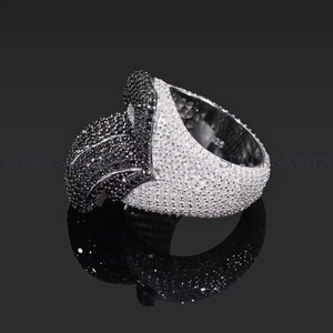 Venta al por mayor diseño personalizado blanco y negro piedras preciosas diamante anillo de dedo de plata esterlina joyería de moda de alta calidad para la reventa del partido - Product Image 2