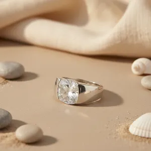 Rose Gold Plated Silver Fashionable Trendy Women's Statement <b>Cubic</b> <b>Zirconia</b> <b>Wedding</b> Geometric <b>Ring</b> - Product Image 2