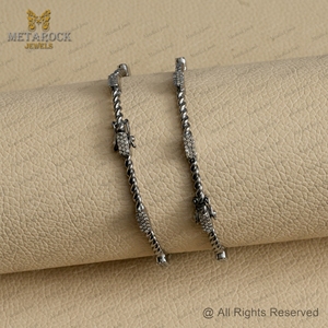 Bracelet en argent oxydé 925 fait à la main pavé diamant ouvrable bracelet bijoux nouveau Design personnaliser bracelet bijoux - Product Image 4