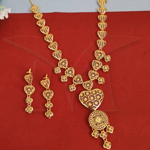 Conjunto de collar de oro para mujer, joyería tradicional de 1 gramo, para fiesta, esmalte, diseño liso, venta al por mayor - Product Image 1