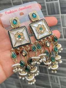 Boucles d'oreilles vadrouille élégantes en laiton pour femmes et filles Bijoux légers de style ethnique avec perles suspendues délicates Design intemporel - Product Image 5