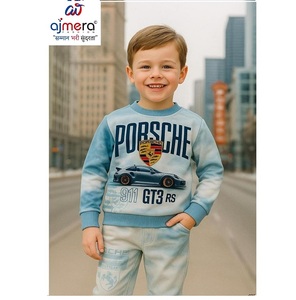 Ensemble sweat-shirt et jogging pour garçons Ajmera, imprimé voiture de sport, bleu, vêtements d'hiver décontractés, tenue élégante et confortable pour enfants - Product Image 1
