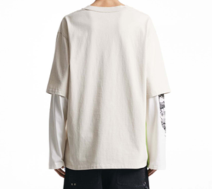 เสื้อยืดแขนยาวสองชั้นแบบกำหนดเองสำหรับผู้ชาย ผ้าฝ้าย 100% แห้งเร็วและระบายอากาศได้ดี - Product Image 6