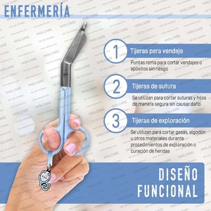 Tijeras de enfermería Tijera de vendaje esencial Hospital Primeros auxilios Veterinario Estudiantes Cuchillas afiladas Tijera de punta redonda médica por Vaslcare - Product Image 2