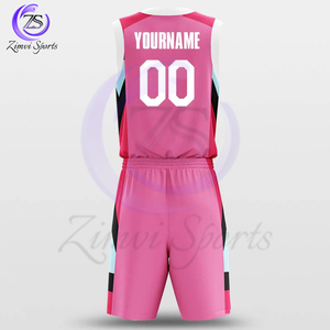 Conjunto de uniforme de baloncesto impresión por sublimación alta calidad nuevo diseño personalizado nuevo color rosa - Product Image 2