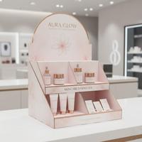 Présentoir de comptoir en carton ondulé imprimé personnalisé avec trous pour produits de soin de la peau