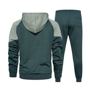 Ensemble de survêtement moderne, élégant et stylé en molleton respirant 100 % coton avec fermeture éclair, comprenant un pantalon de jogging et un sweat à capuche, idéal pour l'hiver, style streetwear uni. - Product Image 2