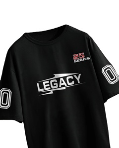 T-shirt en molleton écologique noir uni pour homme, design Legacy, coupe oversize, streetwear, manches courtes, col rond, coton - Product Image 1