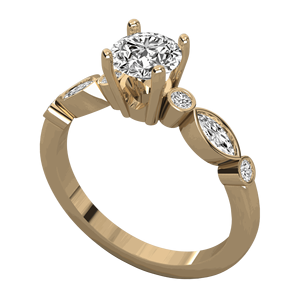 Anillo de Compromiso con Diamante de Corte Redondo y Marquise para Ella - Product Image 6