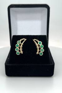 Pendientes de Botón de Aleación Chapados en Oro Amarillo de 18k Vintage, Diamante Verde Natural Tallado, Joyería de Moda para Mujer, IGI - Product Image 3