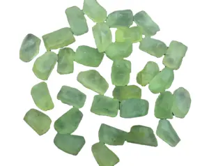 15 Pieces Gorgeous Glowing Shades Natural Prehnite Crystal Mint Green Color Rough Loose Gemstone Collection Style Cut