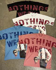 Vente en gros de t-shirts vintage délavés à l'acide unisexe 220 g/m² 100% coton T-shirt court oversize Boxy Fit pour hommes Sonnerie - Product Image 2