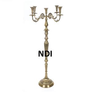 Portavelas de Metal con acabado chapado en oro, portavelas de Metal con forma personalizada, soporte de vela decorativo hecho a mano con 5 brazos - Product Image 1