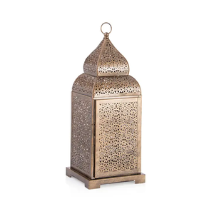 Lanterne décorative suspendue en métal avec revêtement en poudre noire Lanterne design en métal avec coupe artistique pour ambiance - Product Image 2