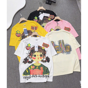 Camiseta informal de algodón a la moda para mujer, manga corta, transpirable y ajustada con decoraciones florales y con letras, tallas XS y XXS - Product Image 3