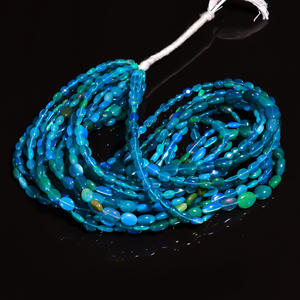 ลูกปัดโอปอลลูกปัดโอปอลสีฟ้าเอธิโอเปียลูกปัดพลอยรูปวงรีหลายไฟสำหรับทำเครื่องประดับลูกปัดโอปอลไฟหลากสี - Product Image 2