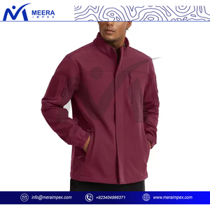 Veste d'extérieur pour hommes de couleur marron solide OEM prix de gros veste Softshell taille XL à col montant en tissu léger avec logo personnalisé - Product Image 3