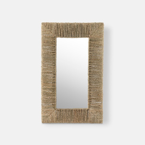 Espejo rectangular de pasto marino tejido a mano, espejos de rafia de pasto marino, accesorio para sala de estar y dormitorio - Product Image 2