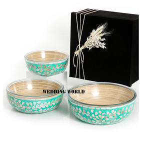 Ensemble de trois saladiers en bois de qualité supérieure bol de service en gros bol de soupe en bois de gros élégant classique - Product Image 1