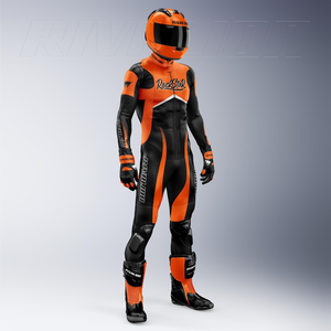 ชุดแข่งรถมอเตอร์ไซค์หนังแท้สองชิ้นสำหรับผู้ชาย ยี่ห้อ KTM ทำจากหนังวัว/จิงโจ้ พร้อมอุปกรณ์ป้องกัน CE ทุกขนาด - Product Image 2