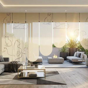 Persianas Enrollables Personalizadas ZSTARR, Panel de Filtrado de Luz, Cortinas Enrollables <span class=keywords><strong>con</strong></span> Dibujo Minimalista de Gato <span class=keywords><strong>para</strong></span> Ventana y Puerta Corredera - Product Image 1