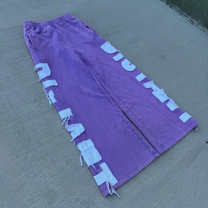 Custom Washed Vintage Embroidery Sun Faded <b>Full</b> <b>Zip</b> <b>up</b> Hoodies Tracksuits Men Flared Sweatpants <b>Hoodie</b> Set sweatsuit tracksuit - Product Image 5