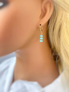 Piedras preciosas turquesas de alta calidad, hechas a mano, ligeras, para todos los días, joyería de 14K para mujer, Pendientes colgantes de piedra natal de diciembre - Product Image 5