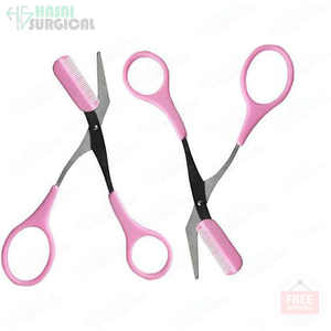 Tijeras de corte de cejas de la mejor calidad, hoja curva con peine, tijeras con mango de plástico, manicura de acero inoxidable de color personalizado - Product Image 3