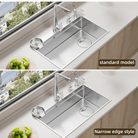 Évier de cuisine moderne fait main MOSHE SUS316 en acier inoxydable, simple bac, profondeur 230 mm, à poser/encastré/sous plan, avec purificateur d'eau intégré au robinet