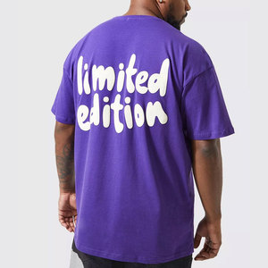 Camiseta extragrande con logotipo personalizado para hombre, calidad de lujo, hombros caídos con estampado abullonado, 100% camisas de algodón a precio bajo de fábrica - Product Image 2