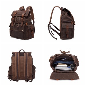 Sac à dos en cuir et toile vintage, voyage, randonnée, école, travail, épaule, décontracté, durable, grande capacité, antivol, léger, ordinateur portable - Product Image 6