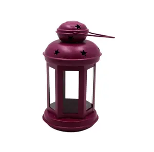 Новый декоративный Железный/стеклянный фонарь с окошком матовый розовый ПК фонарь для рождественских украшений ручной работы оптом