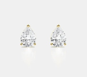 Poire forme laboratoire cultivé diamant 4 broches boucles d'oreilles de mariage fiançailles poire Push Back ensemble boucles d'oreilles pour les femmes - Product Image 3