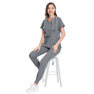 Conjunto de uniforme médico para mujer, uniforme con cuello en V y pantalones para correr, ropa de trabajo multicolor para Hospital - Product Image 5