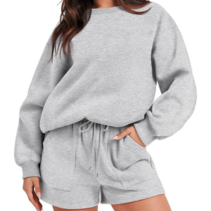 Ensemble 2 pièces en pur coton imprimé sur mesure sweat-shirt à manches courtes respirant léger tissu tricoté sérigraphie teint intelligent - Product Image 2