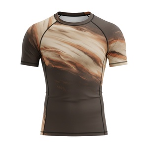 โรงงานผลิตเสื้อรัดกล้ามแบบขายส่ง รับผลิตเสื้อแบบ OEM แบรนด์ส่วนตัว เสื้อซับลิเมชั่นแบบรัดรูป สำหรับกีฬา MMA BJJ ฝึกซ้อม ชุดกีฬาผู้ชาย - Product Image 1