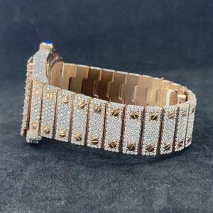 นาฬิกาหรูหรา ดีไซน์คลาสสิค ทรงสี่เหลี่ยมประดับเพชรเต็มเรือน แฟชั่นทันสมัยสำหรับผู้ชายและผู้หญิง ประดับโมอิสซาไนต์ ระยิบระยับ นาฬิกาควอตซ์ - Product Image 3