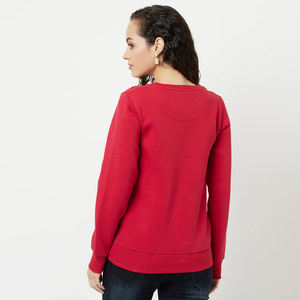 100% coton décontracté femmes sweats à capuche et sweat-shirts rouge manches longues Logo personnalisé OEM ODM Service pour la marque et la vente en gros - Product Image 2