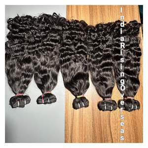 Extensiones de Cabello Humano Natural Remy de Templo Indio, Doble Trama, Ondulado y Voluminoso, Aspecto Natural: Modelo no Permanente - Product Image 2