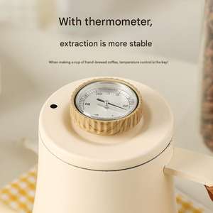 Olla de agua caliente para café por goteo a mano de acero inoxidable, tetera de <span class=keywords><strong>pico</strong></span> <span class=keywords><strong>fino</strong></span> y largo con cuello de ganso, tetera para acampar con mango de madera, jarra de café de Metal - Product Image 3