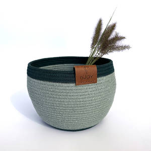 Panier en corde de coton vert tissé de luxe panier de rangement de jouets au design élégant fait à la main avec couvercle et panier de pépinière pour bébé à vendre - Product Image 6