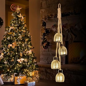 Campanas colgantes decorativas de estilo moderno para puerta de Navidad, campanas de Metal hechas a mano de Color dorado para el hogar, Hotel y Resort, superventas - Product Image 2