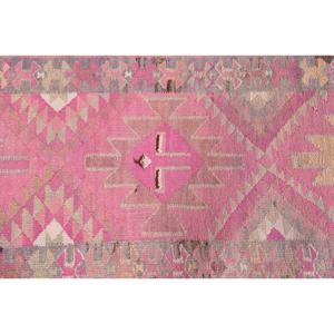 Alfombra Kilim de 3x11.1 pies, Alfombra Turca Vintage, Alfombra Rosada y Gris de Estilo Suroeste - Product Image 5
