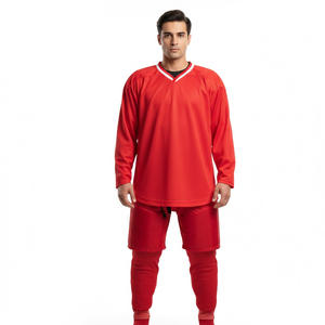 ชุดยูนิฟอร์มฮอกกี้น้ำแข็งผู้ชายแบบกำหนดเองขายดีที่สุด ผลิตจากโพลีเอสเตอร์ 100% ระบายอากาศได้ดี แห้งเร็ว ออกแบบเองได้ พร้อมชื่อทีมตามสั่ง - Product Image 1