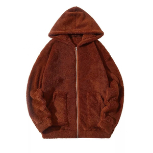 Sweat-shirt en polaire Sherpa lourd avec logo personnalisé OEM Sweat-shirt à capuche unisexe polaire Sherpa zippé de haute qualité - Product Image 4