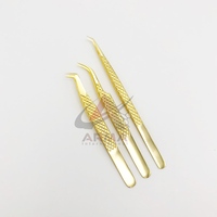 Pince à épiler professionnelle légère en acier inoxydable plaqué or 24 carats, à pointe incurvée pour extensions de cils, pince à épiler pour sourcils, personnalisable